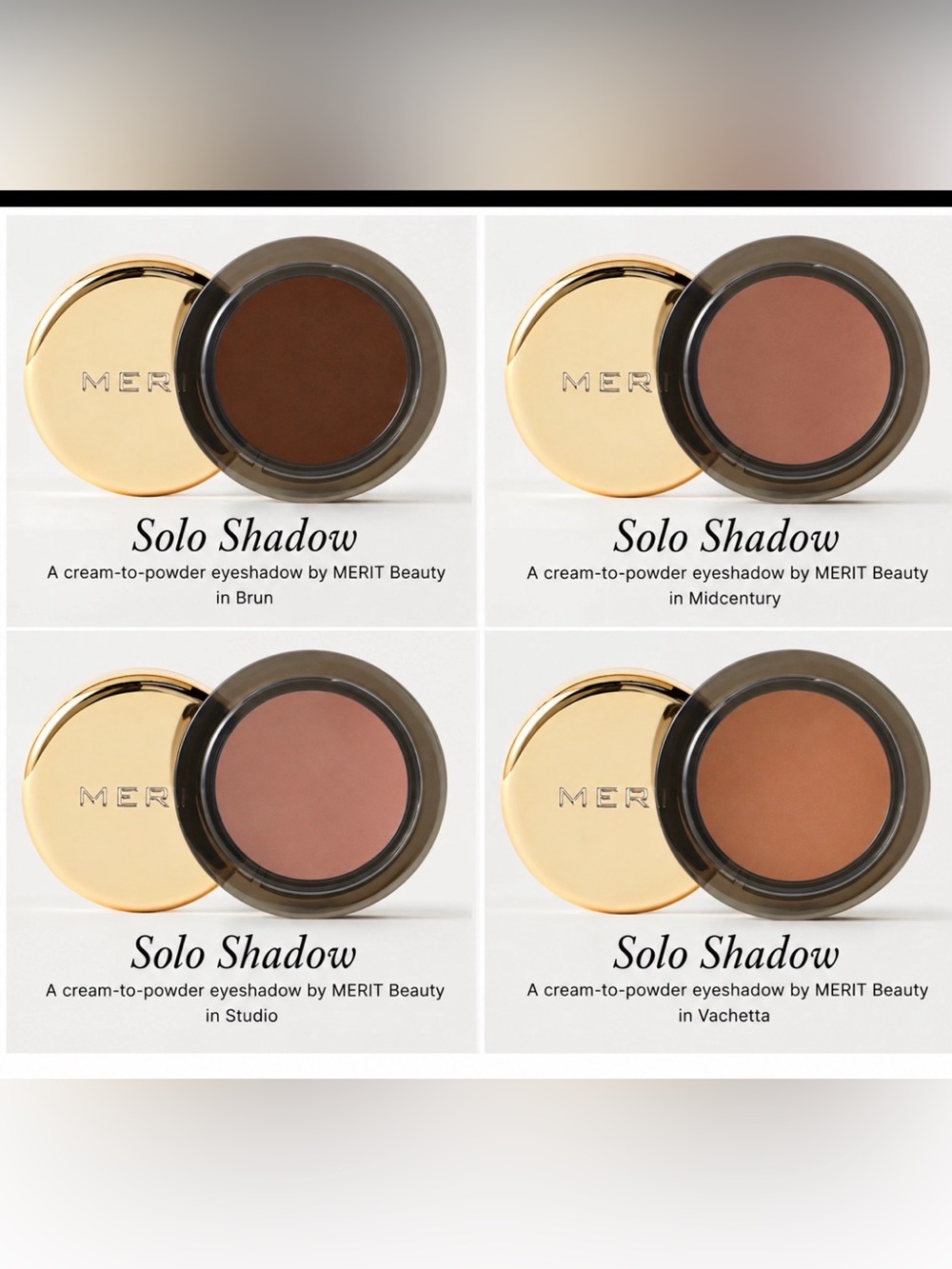 Merit solo shadows collection of 4 shades! NWT MSRP $26 each